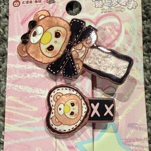 New Baby Three BB3 Cute Bear Hair Clips 2 Pack